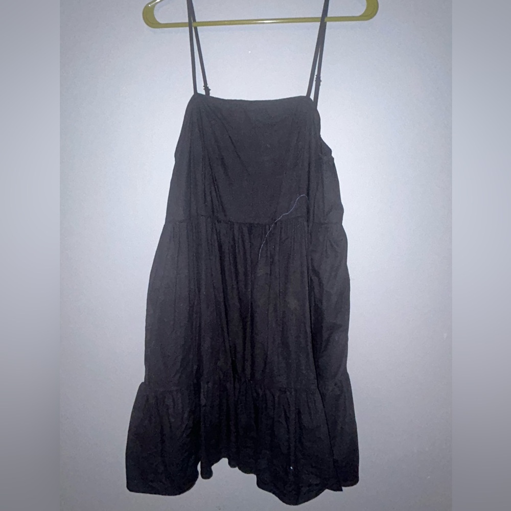 Black spaghetti straps, ruffle dress